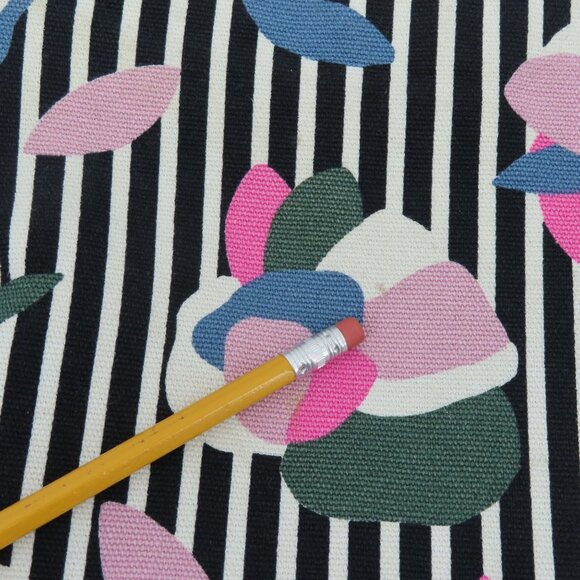 Fossil Maya Hobo Black Pebbled Leather Stripe Flower Floral Canvas Shoulder Bag - Picture 14 of 16